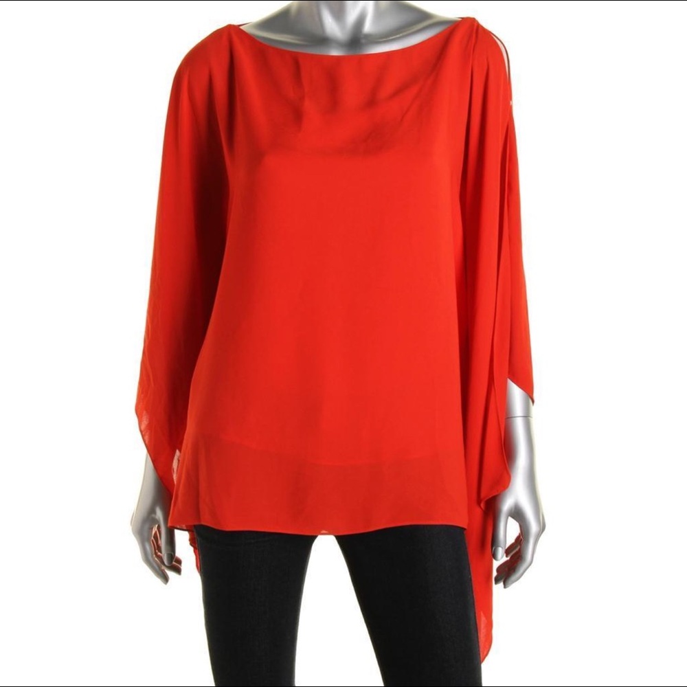 NWT! Vince Camuto RED HOT Cape Top! Long Sleeves Poncho OS - Picture 7 of 8